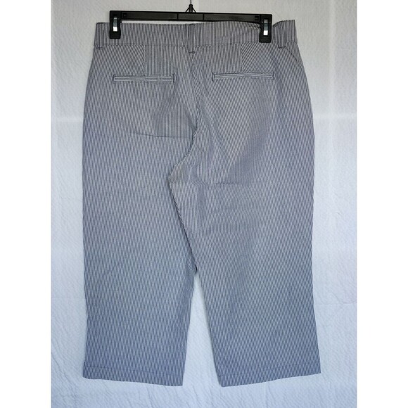 Riders by Lee Blue strip Stretch Capri Pants Cotton Blend Elastic Waist Plus Siz - Picture 8 of 9
